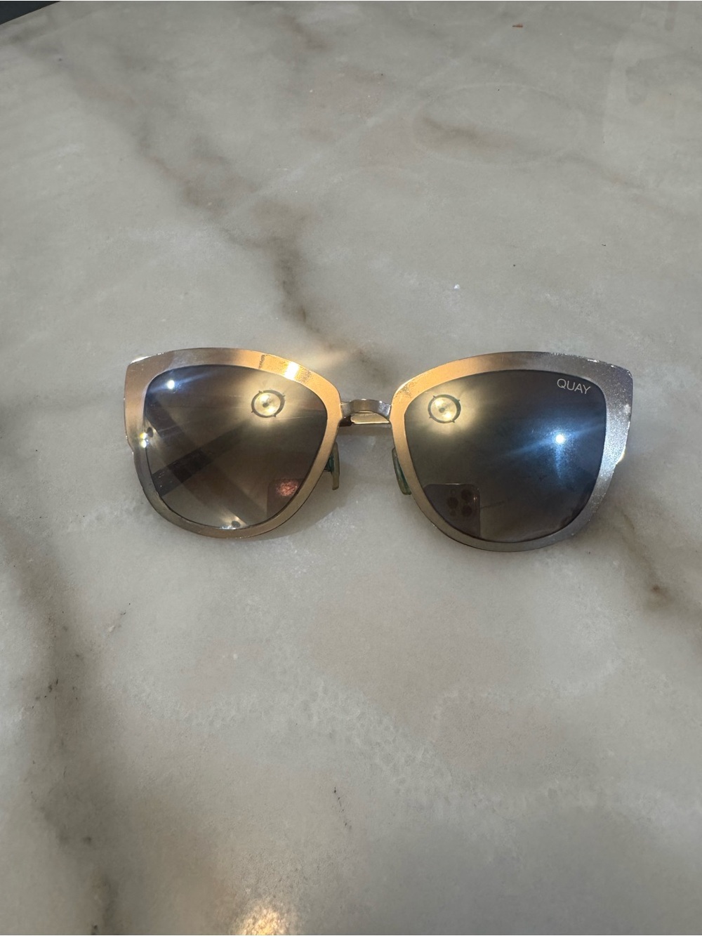Quay Australia Gold Mirrored Cat-Eye Sunglasses